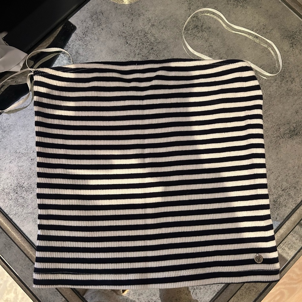 Elegant Black and White Striped tube top